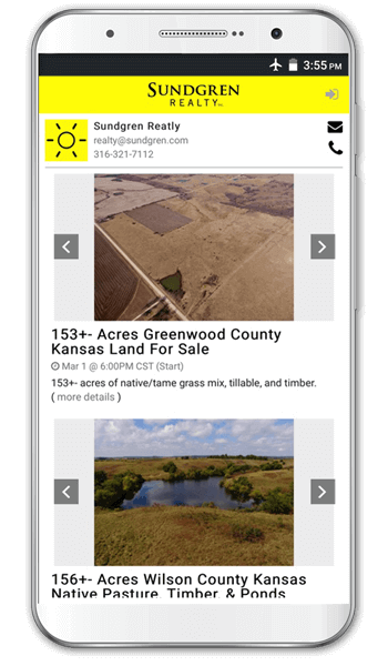 App for land auctions and property auctions on mobile phone